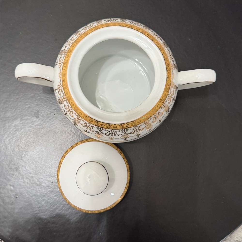 Royal Vienna RVG1 China Sugar Bowl W/Lid Creamer Gold Band Scroll‎ Trim Set of 2 - Picture 4 of 16